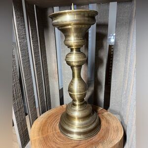 Vintage Brushed Brass Pillar Candlestick Holder Handmade in Germany